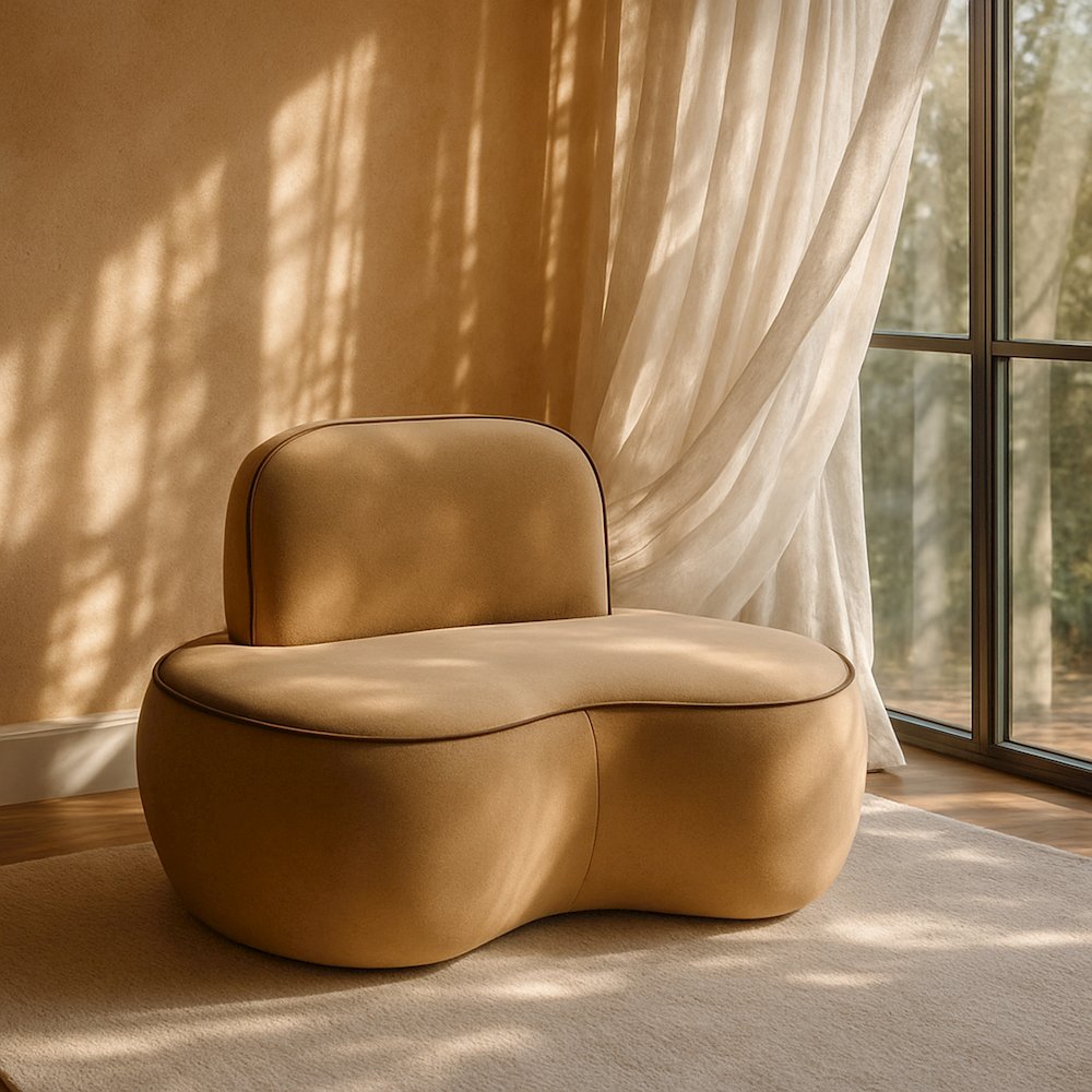 Swerve Beige Velvet Upholstered Chair