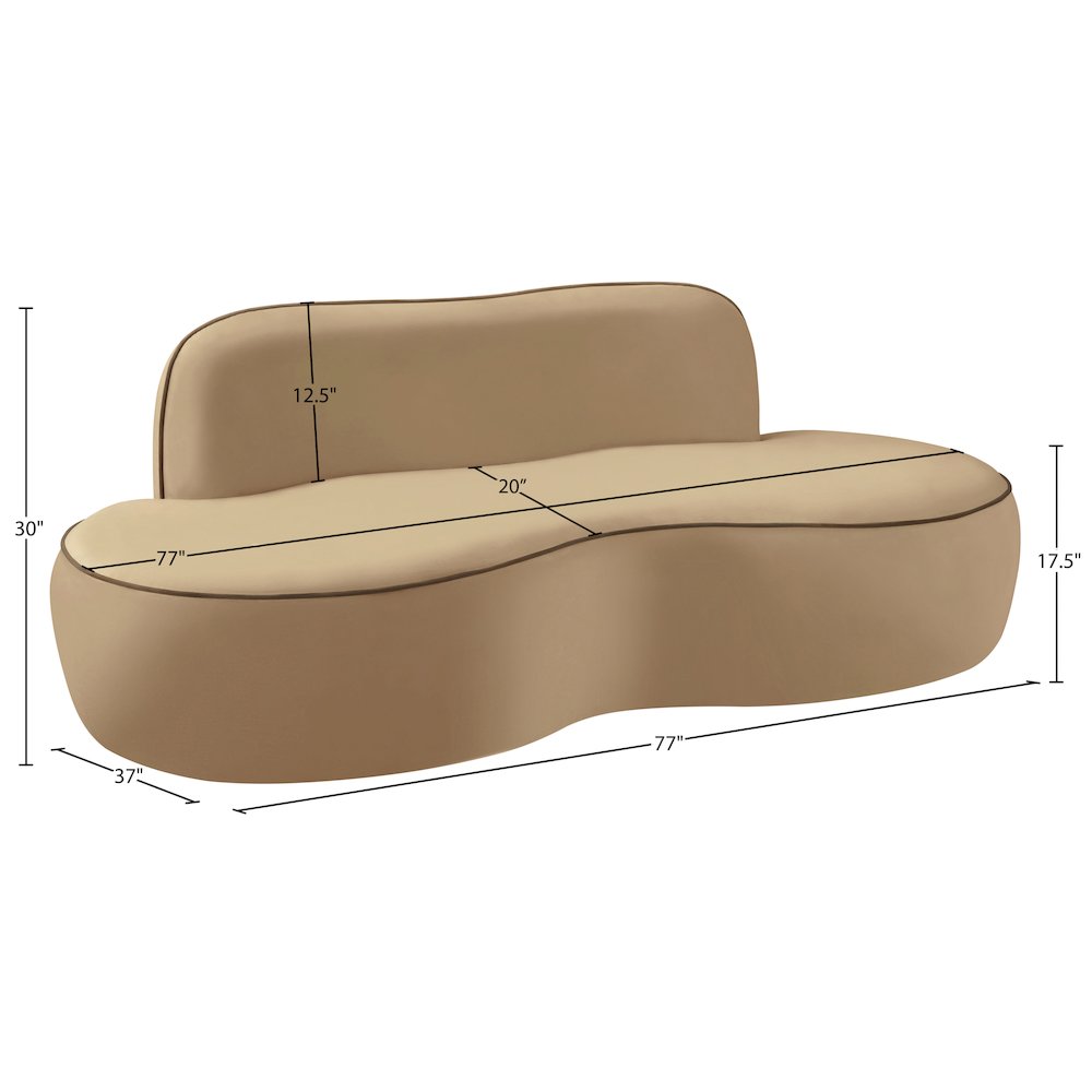 Swerve 77" Beige Velvet Upholstered Loveseat