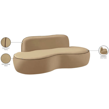 Swerve 77" Beige Velvet Upholstered Loveseat