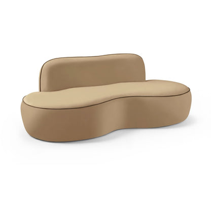 Swerve 77" Beige Velvet Upholstered Loveseat