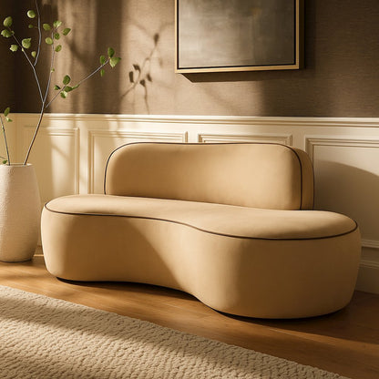 Swerve 77" Beige Velvet Upholstered Loveseat