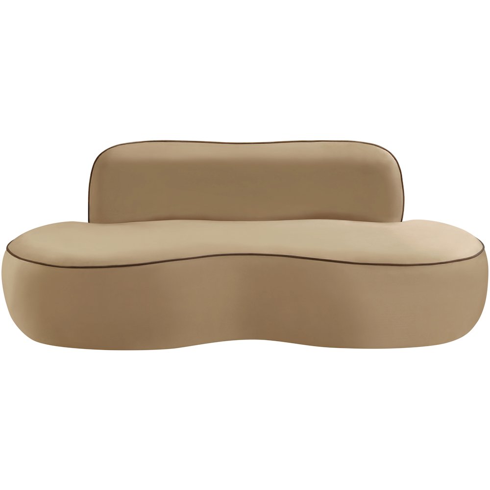 Swerve 77" Beige Velvet Upholstered Loveseat