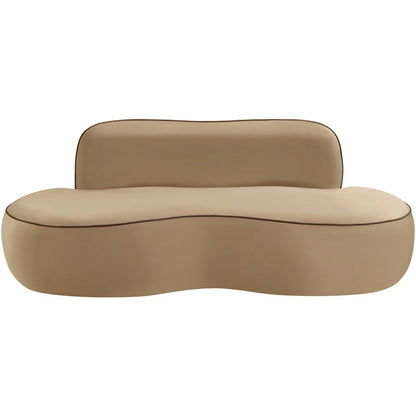 Swerve 77" Beige Velvet Upholstered Loveseat