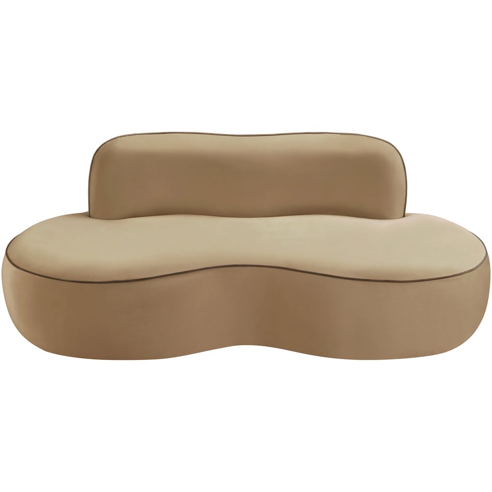 Swerve 77" Beige Velvet Upholstered Loveseat