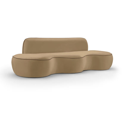Swerve 100" Beige Velvet Upholstered Sofa