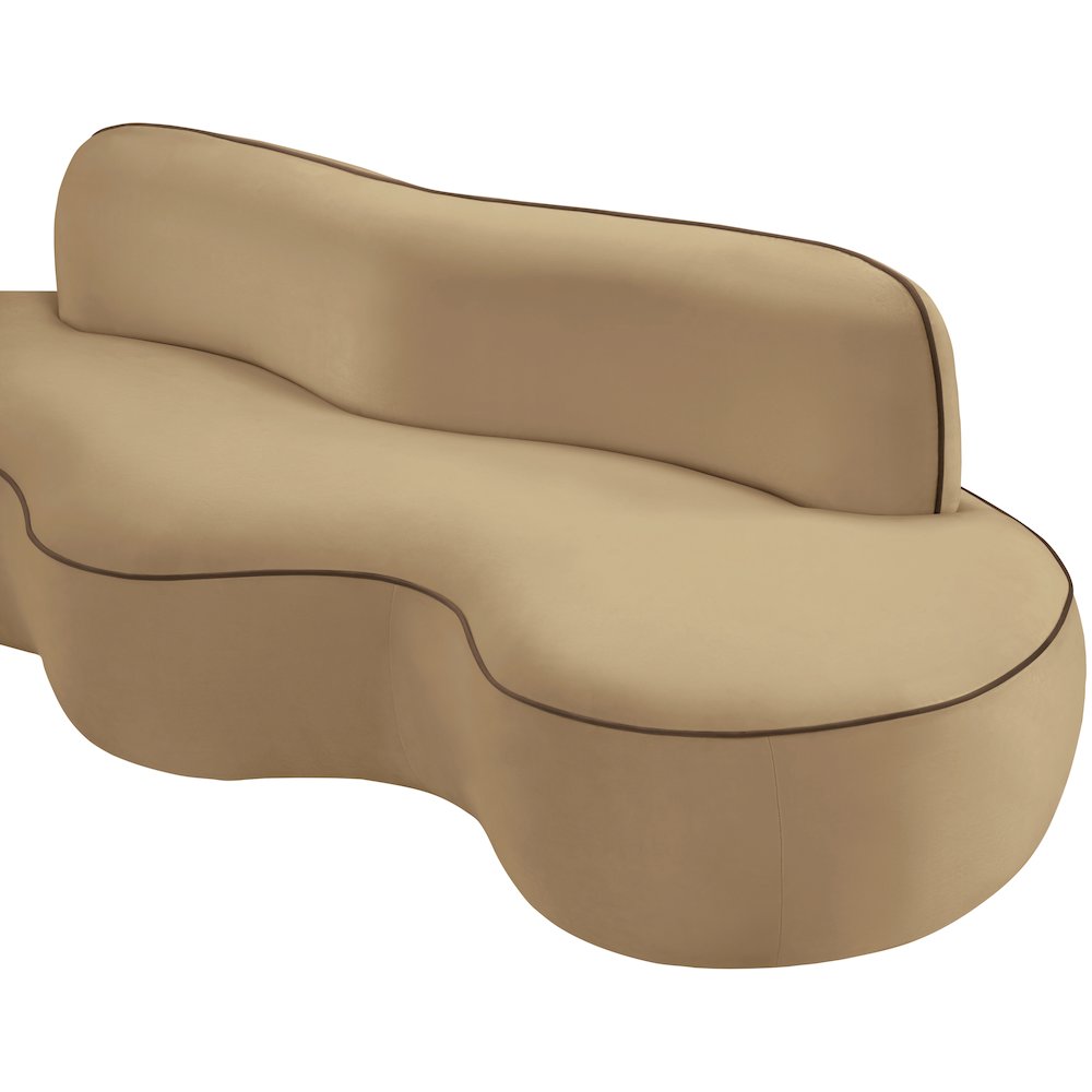 Swerve 100" Beige Velvet Upholstered Sofa