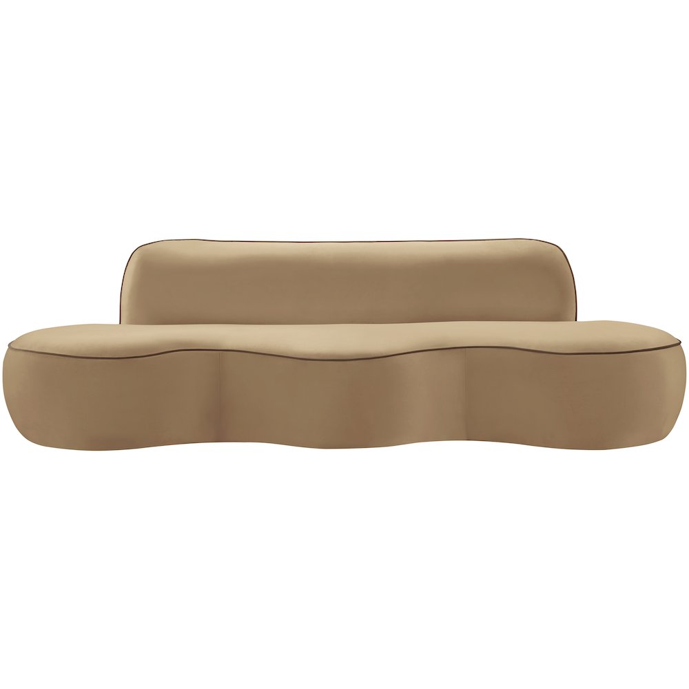 Swerve 100" Beige Velvet Upholstered Sofa