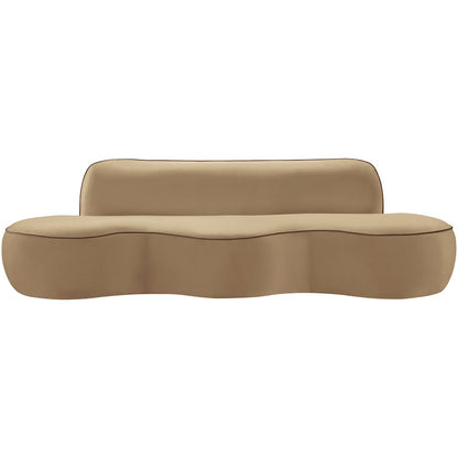 Swerve 100" Beige Velvet Upholstered Sofa