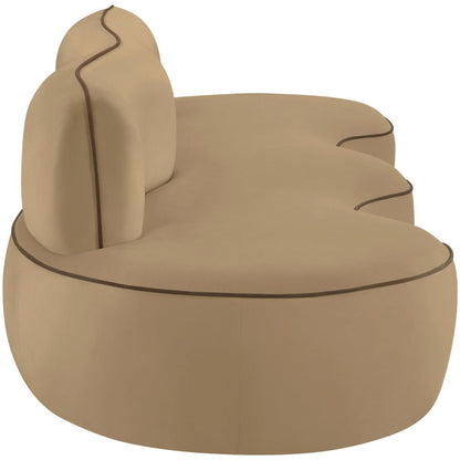Swerve 100" Beige Velvet Upholstered Sofa