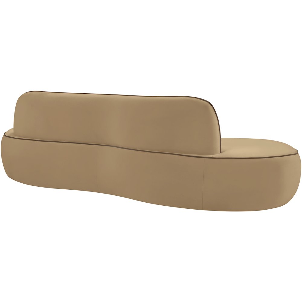 Swerve 100" Beige Velvet Upholstered Sofa