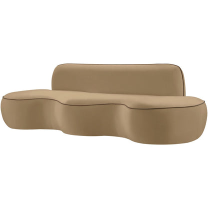 Swerve 100" Beige Velvet Upholstered Sofa