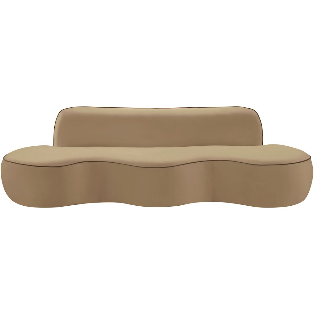 Swerve 100" Beige Velvet Upholstered Sofa