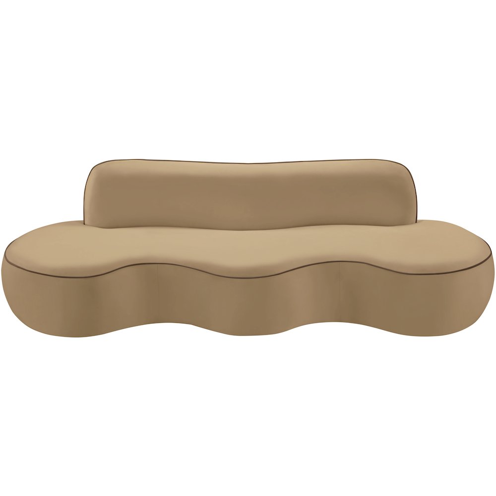 Swerve 100" Beige Velvet Upholstered Sofa