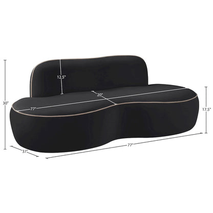 Swerve 77" Black Velvet Upholstered Loveseat