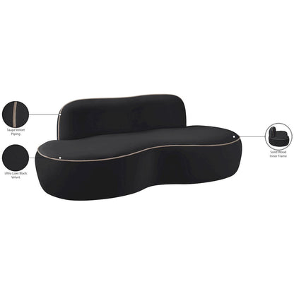 Swerve 77" Black Velvet Upholstered Loveseat