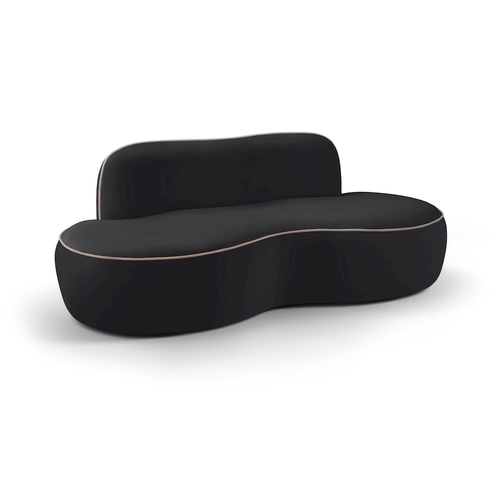 Swerve 77" Black Velvet Upholstered Loveseat