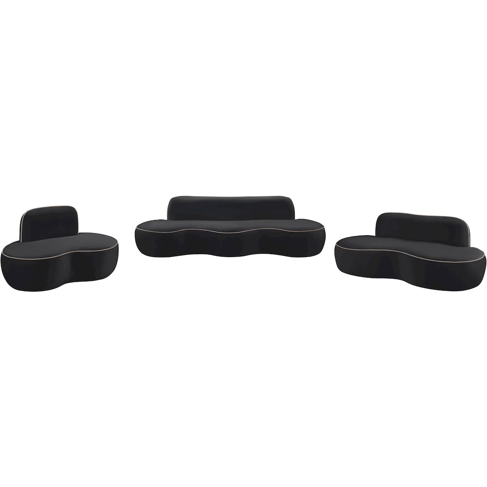 Swerve 77" Black Velvet Upholstered Loveseat