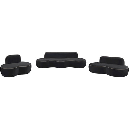 Swerve 77" Black Velvet Upholstered Loveseat