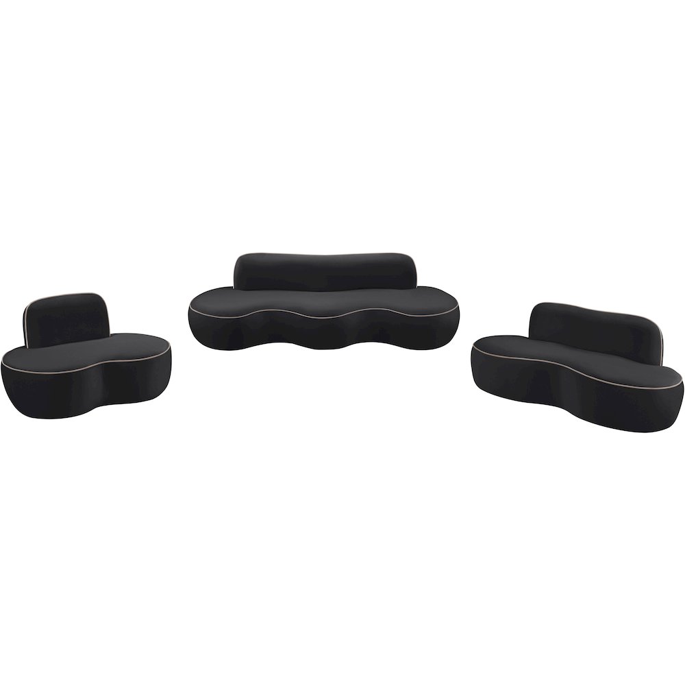 Swerve 77" Black Velvet Upholstered Loveseat