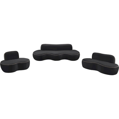 Swerve 77" Black Velvet Upholstered Loveseat