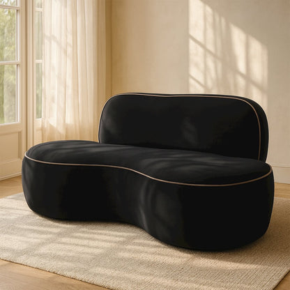 Swerve 77" Black Velvet Upholstered Loveseat