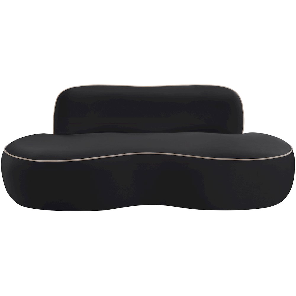 Swerve 77" Black Velvet Upholstered Loveseat