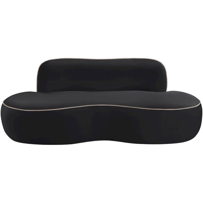 Swerve 77" Black Velvet Upholstered Loveseat