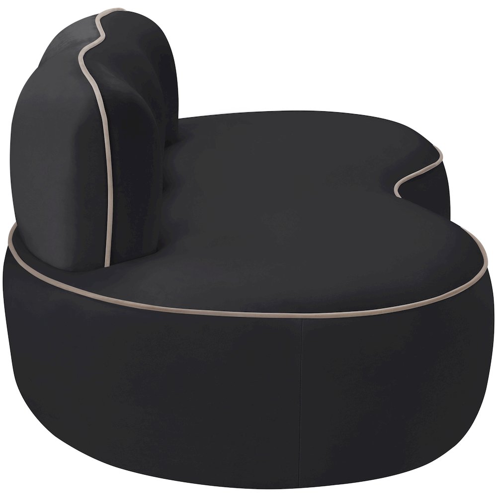 Swerve 77" Black Velvet Upholstered Loveseat