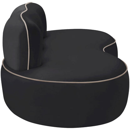 Swerve 77" Black Velvet Upholstered Loveseat