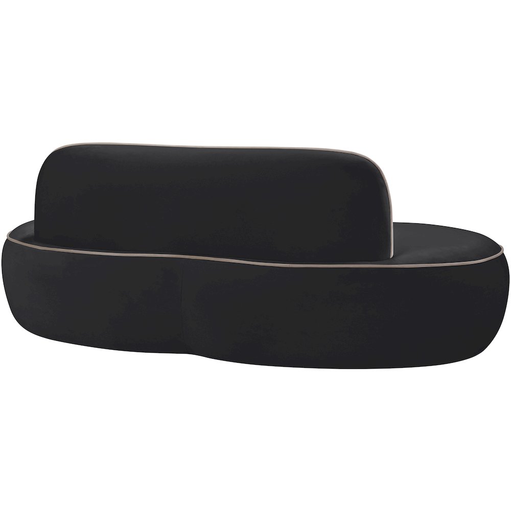 Swerve 77" Black Velvet Upholstered Loveseat
