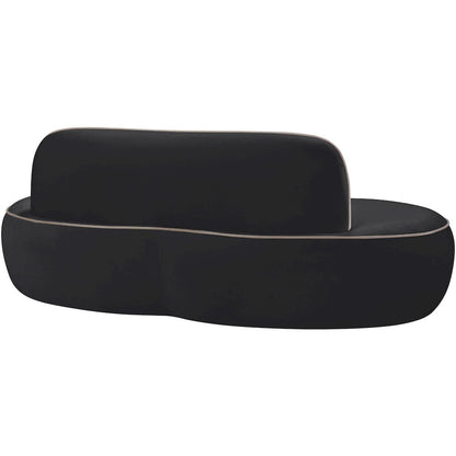 Swerve 77" Black Velvet Upholstered Loveseat