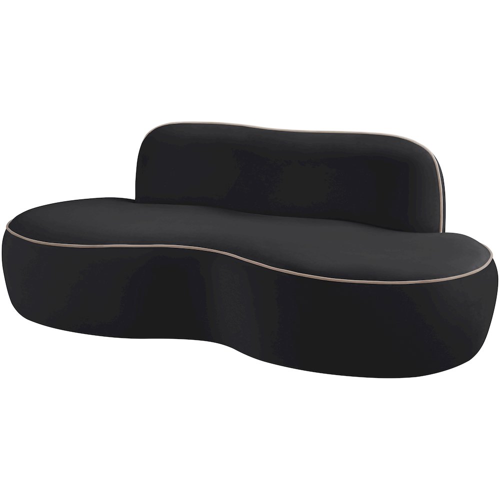 Swerve 77" Black Velvet Upholstered Loveseat