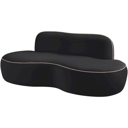 Swerve 77" Black Velvet Upholstered Loveseat