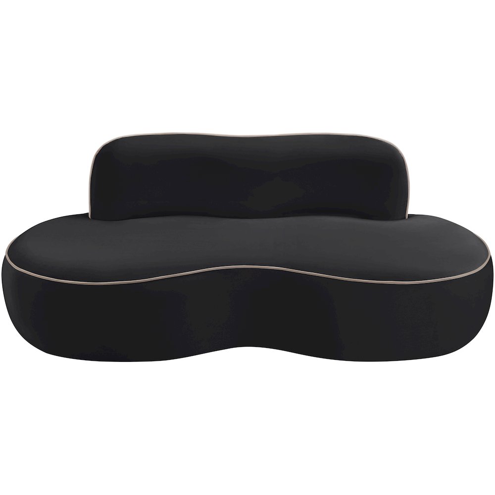 Swerve 77" Black Velvet Upholstered Loveseat