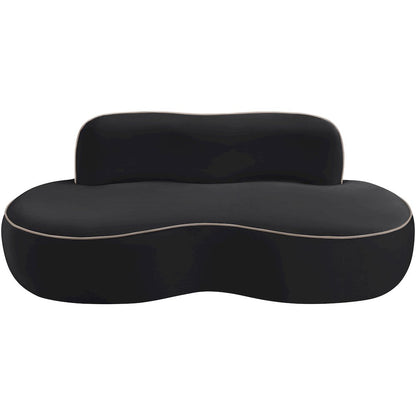 Swerve 77" Black Velvet Upholstered Loveseat