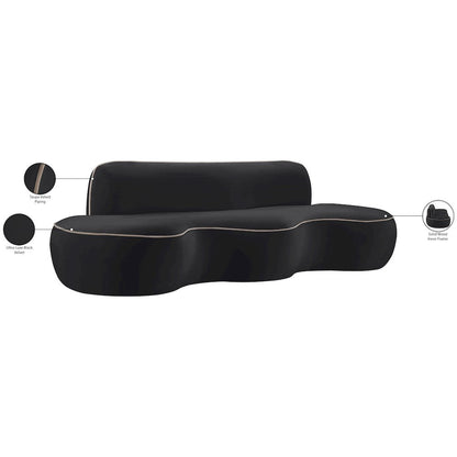 Swerve 100" Black Velvet Upholstered Sofa