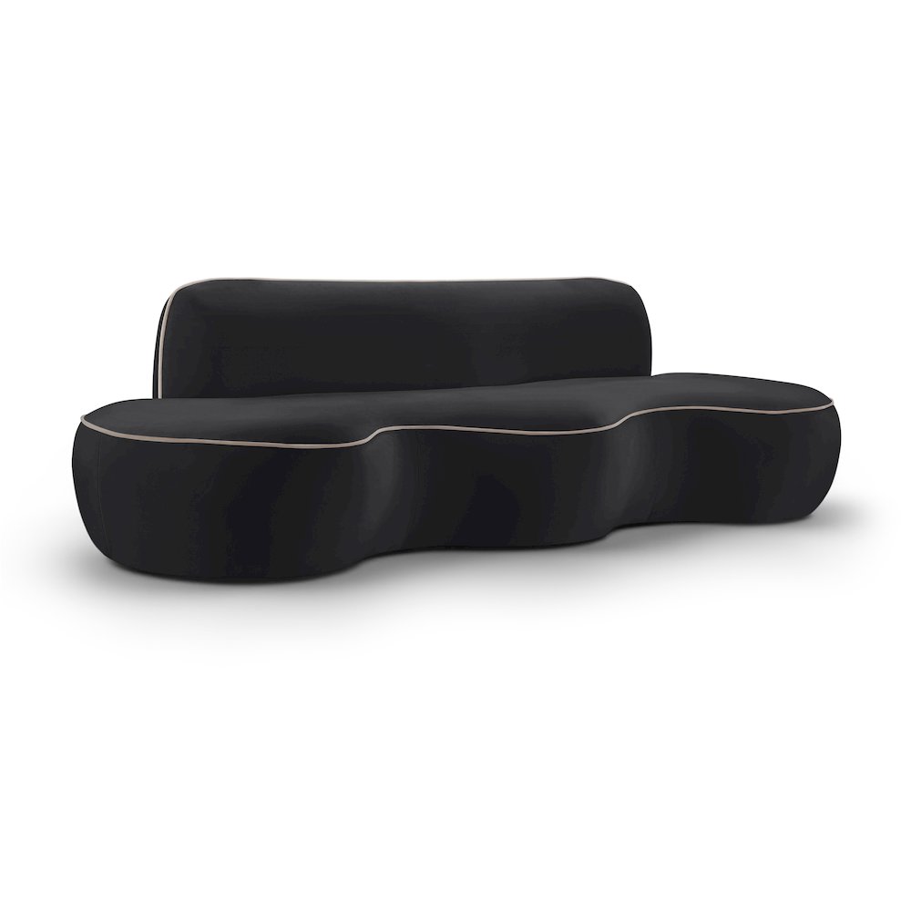 Swerve 100" Black Velvet Upholstered Sofa