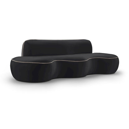 Swerve 100" Black Velvet Upholstered Sofa