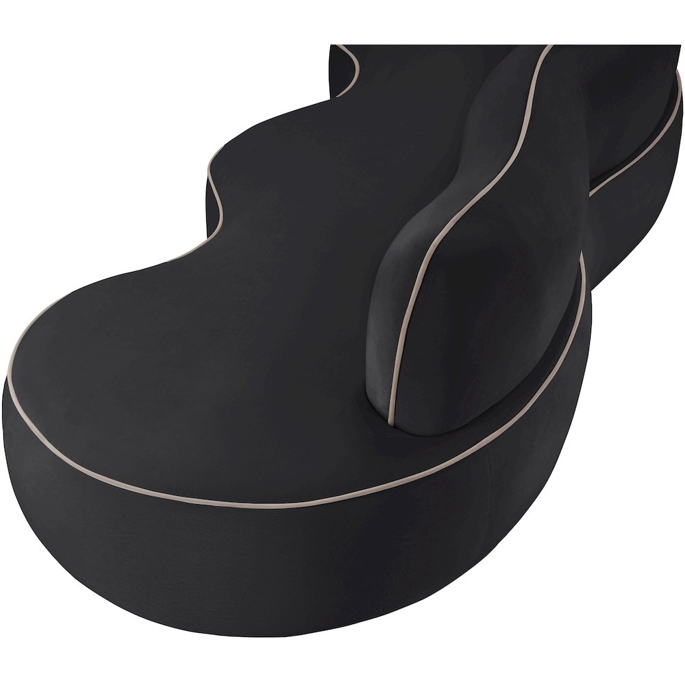 Swerve 100" Black Velvet Upholstered Sofa