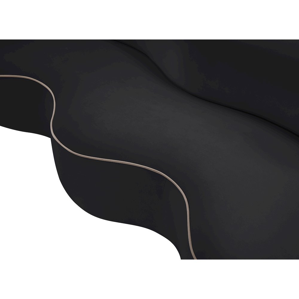Swerve 100" Black Velvet Upholstered Sofa