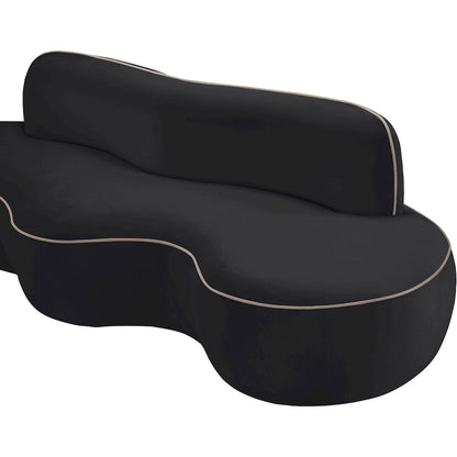 Swerve 100" Black Velvet Upholstered Sofa