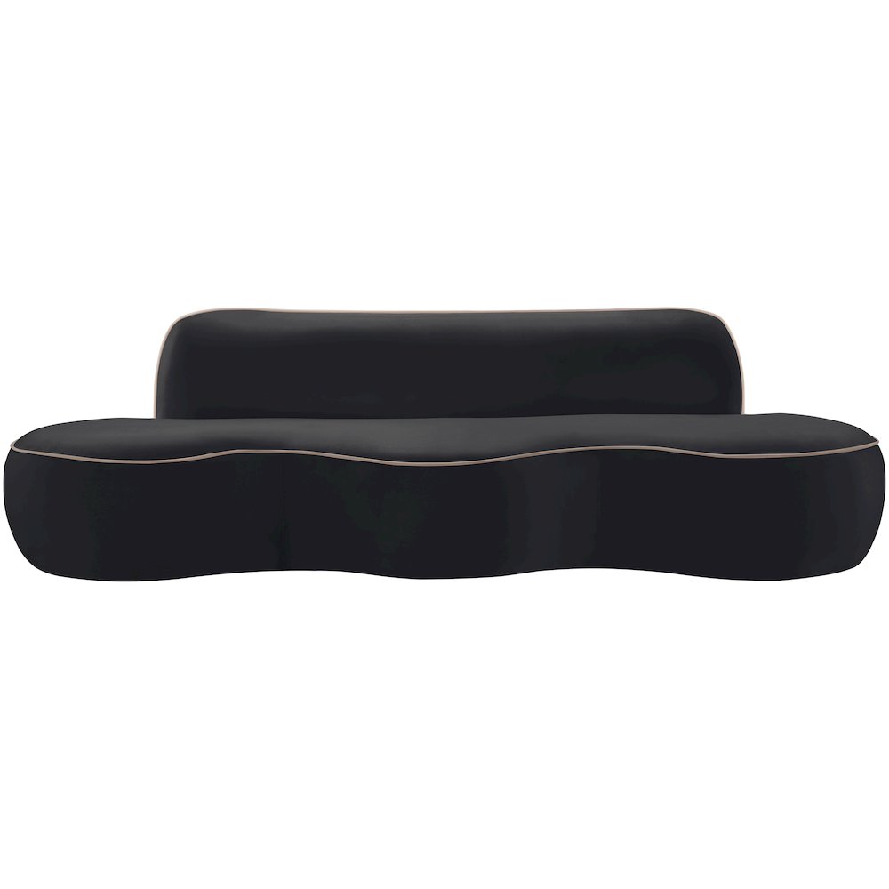 Swerve 100" Black Velvet Upholstered Sofa