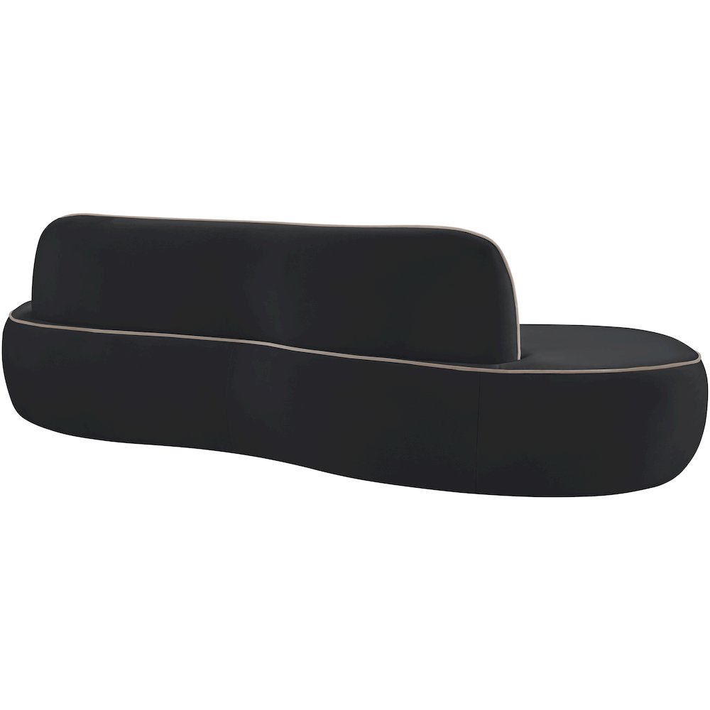 Swerve 100" Black Velvet Upholstered Sofa