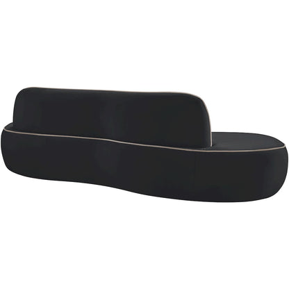 Swerve 100" Black Velvet Upholstered Sofa