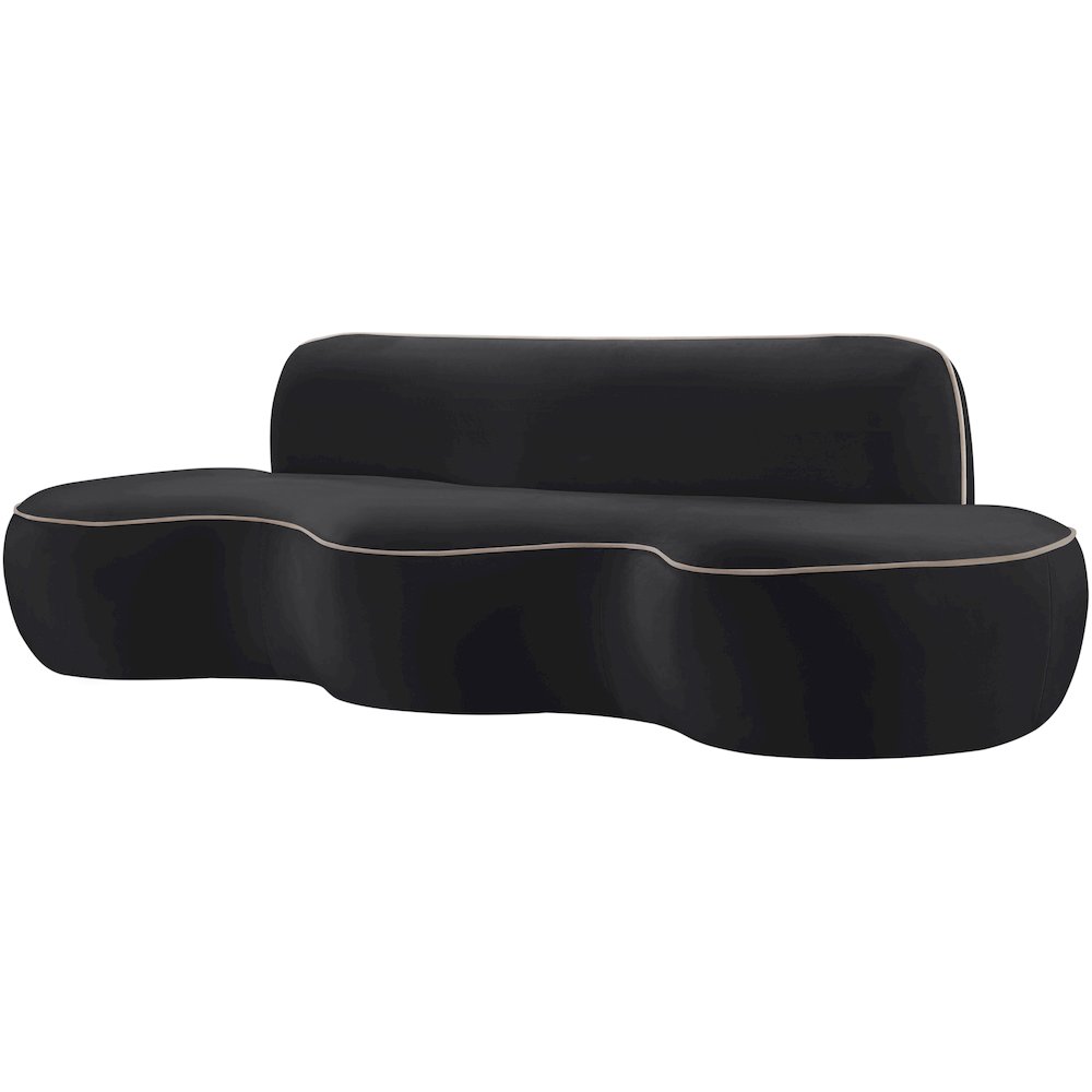 Swerve 100" Black Velvet Upholstered Sofa