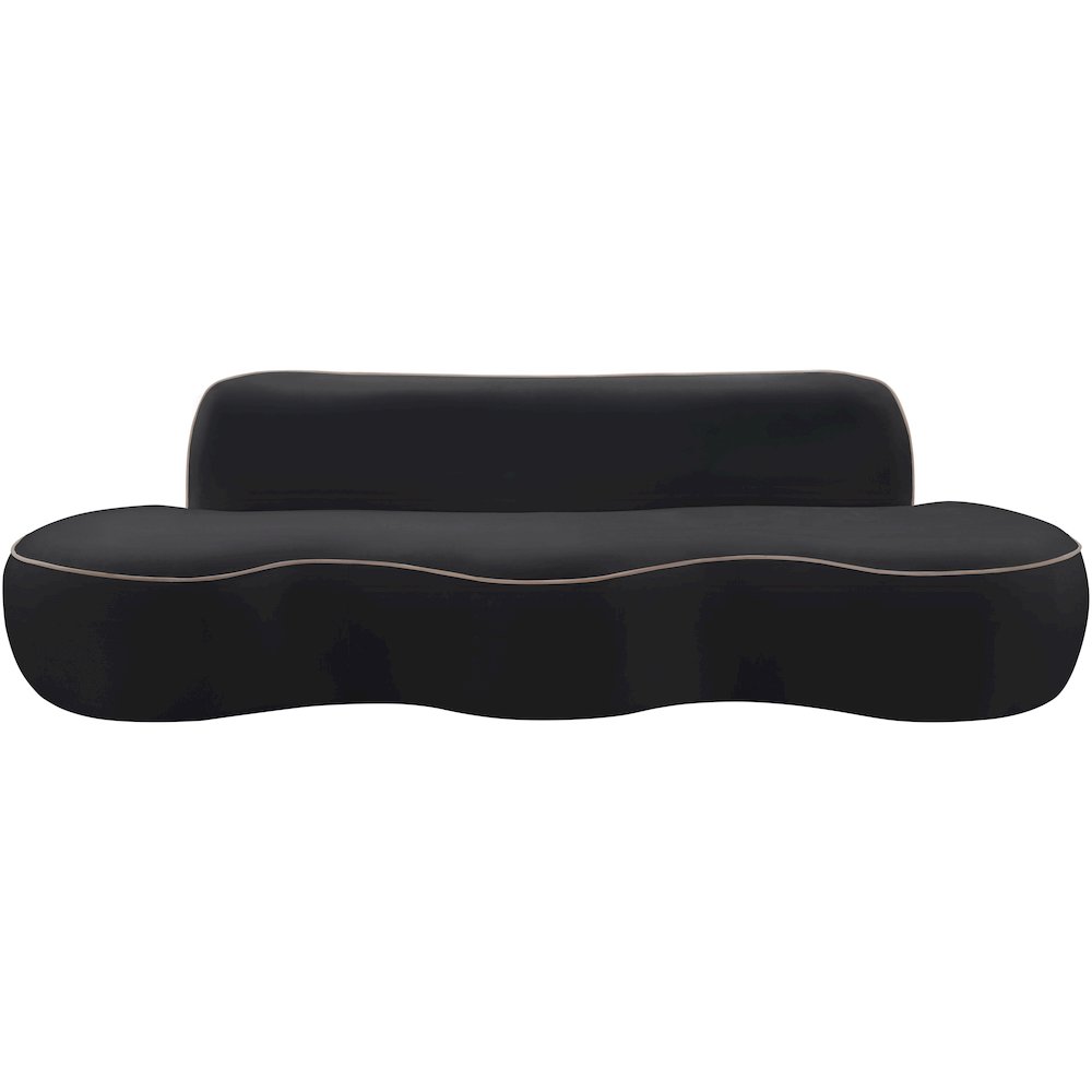 Swerve 100" Black Velvet Upholstered Sofa