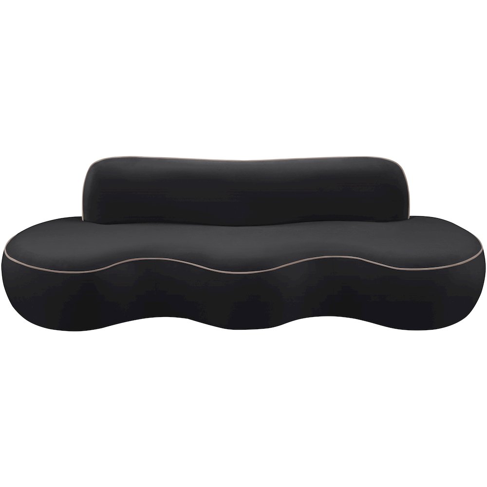 Swerve 100" Black Velvet Upholstered Sofa