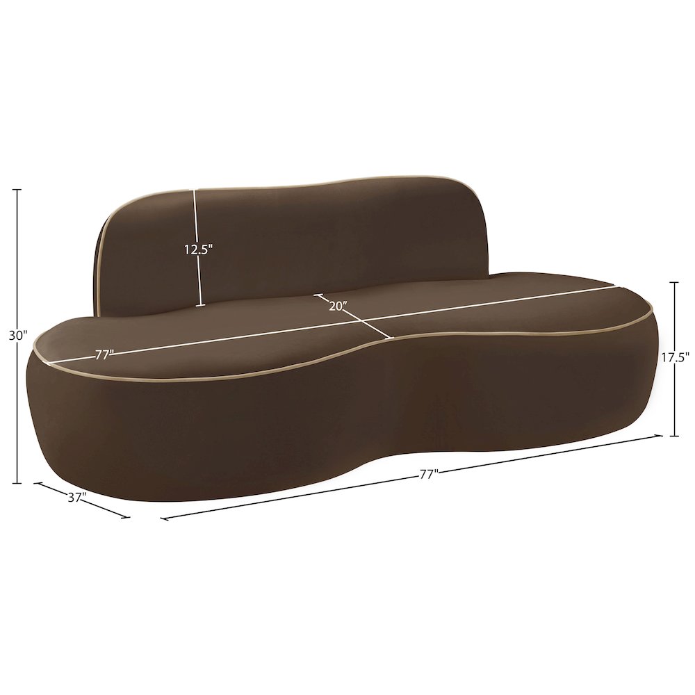 Swerve 77" Brown Velvet Upholstered Loveseat