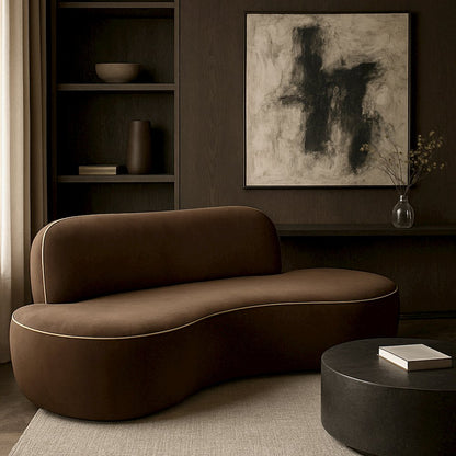 Swerve 77" Brown Velvet Upholstered Loveseat