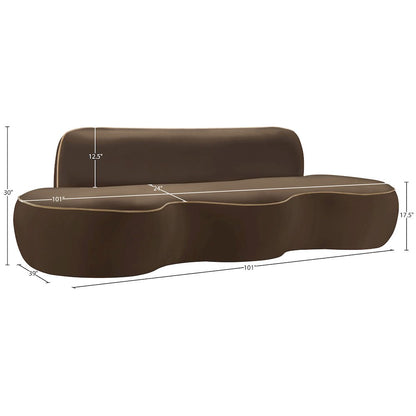 Swerve 100" Brown Velvet Upholstered Sofa